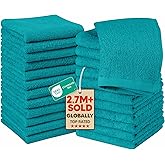 Utopia Towels 24 Pack Cotton Washcloths Set, 100% Ring Spun Cotton, Premium Quality Flannel Face Cloths, Highly Absorbent and Soft Feel Fingertip Towels, Turquoise