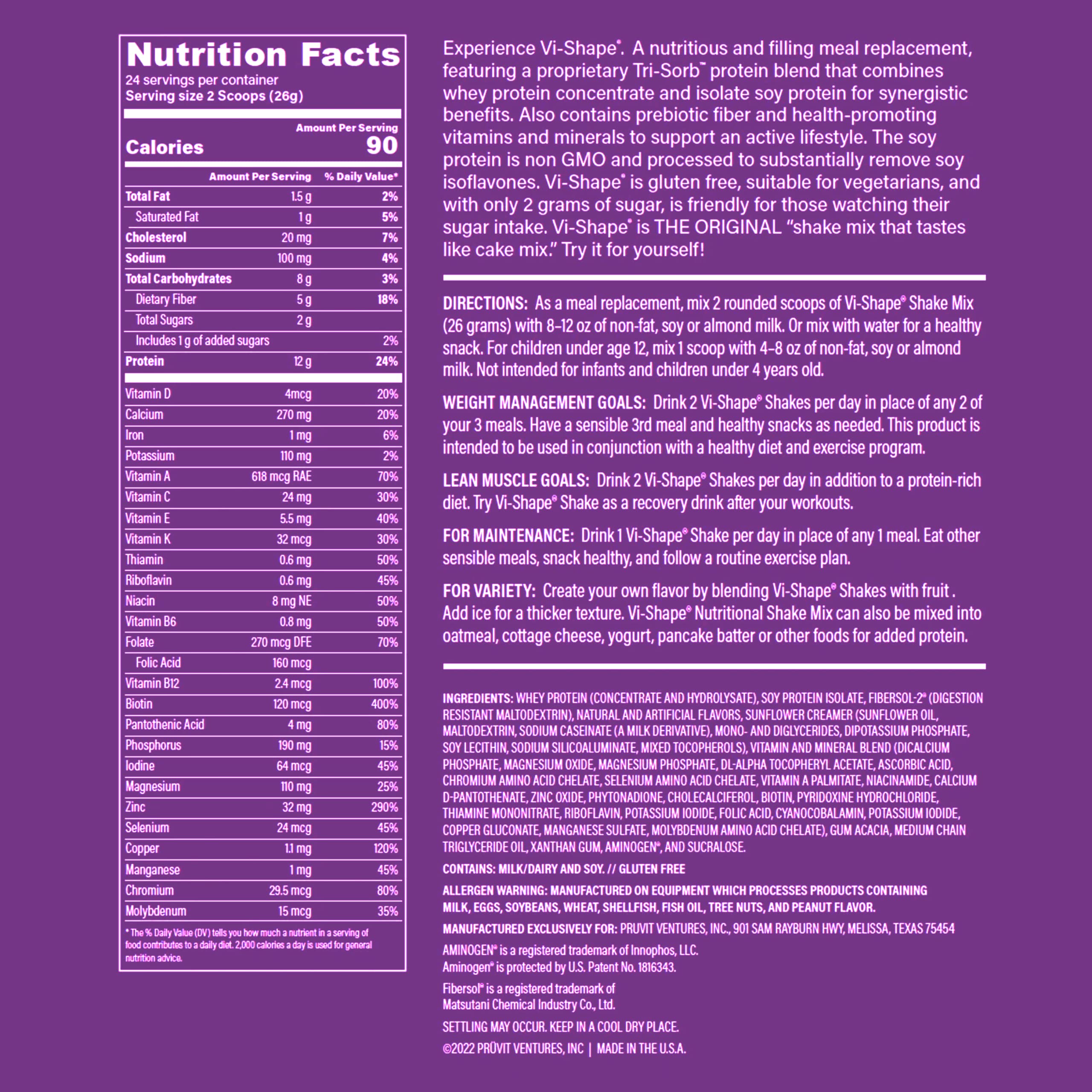 ViSalus ViShape Nutritional Shake Mix Sweet Cream Flavor 22oz (1 Bag