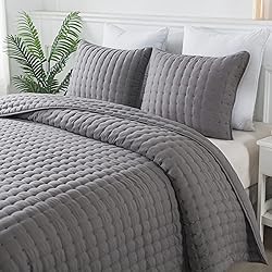 WDCOZY Dark Grey Queen Size Quilt Bedding Sets with