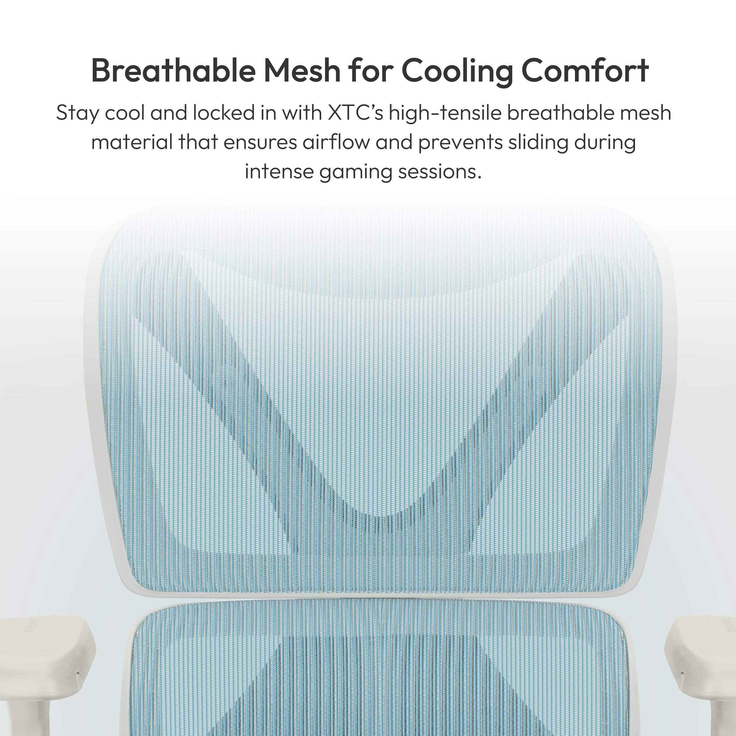 ThunderX3 XTC Mesh Weiß/Blau | Ergonomischer Bürostuhl – Verstellbarer Schreibtischstuhl mit hoher Rückenlehne, synchroner Wippmechanik & automatischer Lendenstütze – Gaming-Stuhl für Erwachsene 4