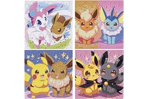 YSUNETER Diamond Painting Kits for Kids Beginner - 4 Pack DIY 5D Full Drill Diamond Art Kits for Children, Cute Round Crystal Rhinestone Gem Art Crafts Home Wall Art Decor 5.9 x 5.9 Inches