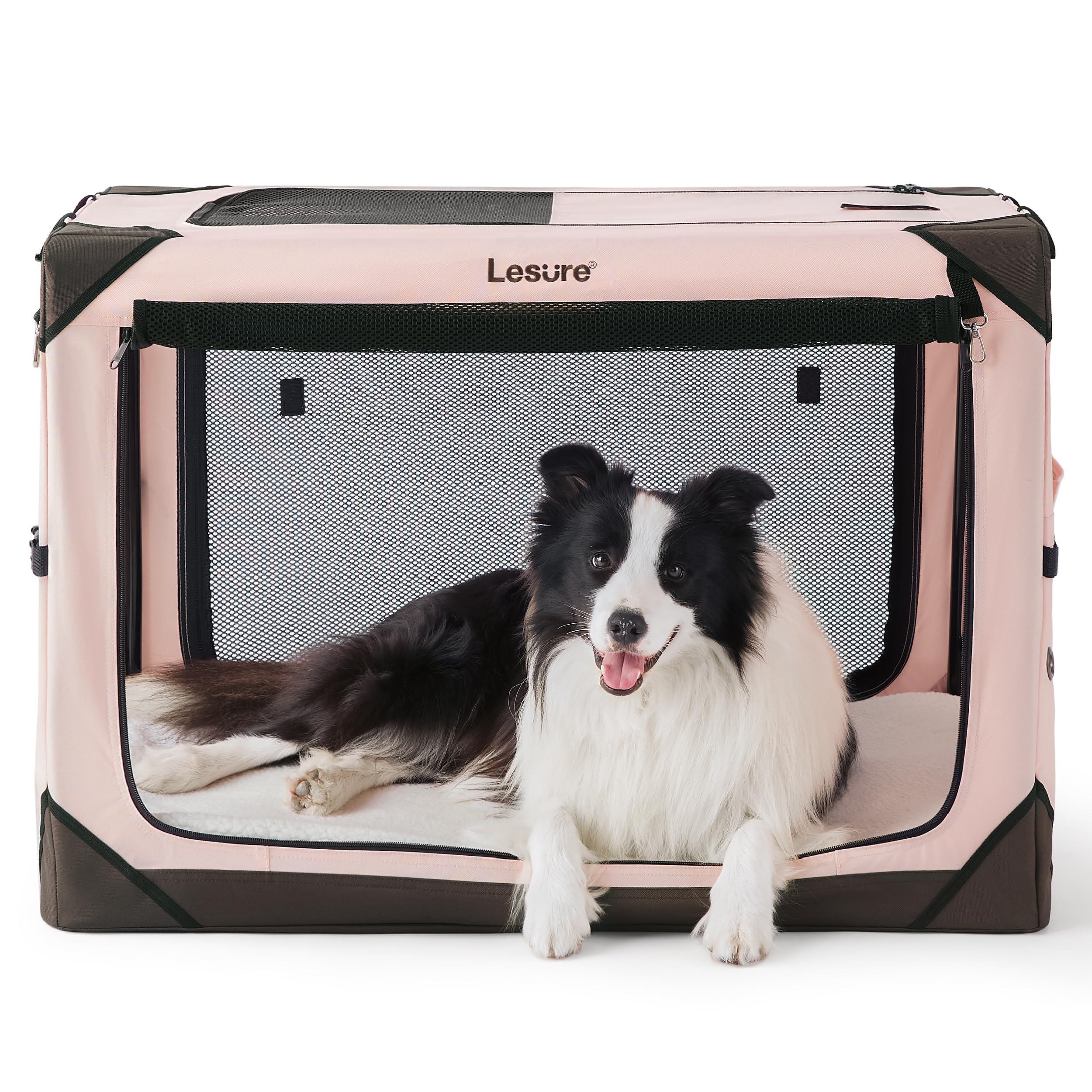 Photo 1 of ****SIMILAR ITEM**** Lesure Collapsible Dog Crate - Portable Travel Kennel for Large Dog, 4-Door Pet Crate with Mesh Windows, Indoor & Outdoor, Pink
