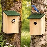Garden Mile Traditional Wooden Bird House 4 Pack with Black Roof 30mm Hole view 8