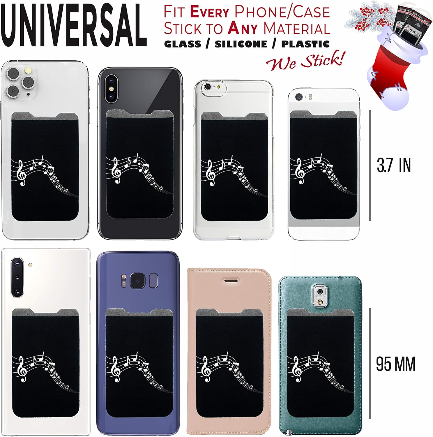 Gecko Phone Card Holder - Music Cellphone Wallet Stick On - Adhesive Phone Pouch with Bonus Stand & Screen Cleaner - Image 5