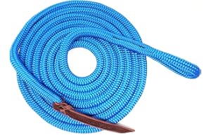 Knotty Girlz 9/16 Double Braid Polyester Yacht Horse Lead Rope Natural Horsemanship with Option of Loop or Snap 12ft. or 14ft. Lengths (Blue, 12 ft. No Snap)