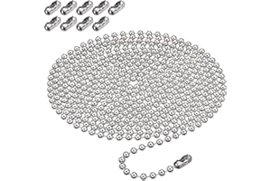 Shappy 10 Feets Beaded Ball Pull Chain Extension Roller Shade Bead Chain Extender with 10 Pieces Matching Connector for Window Blind Vertical Replacement (4.5 mm,Silver)