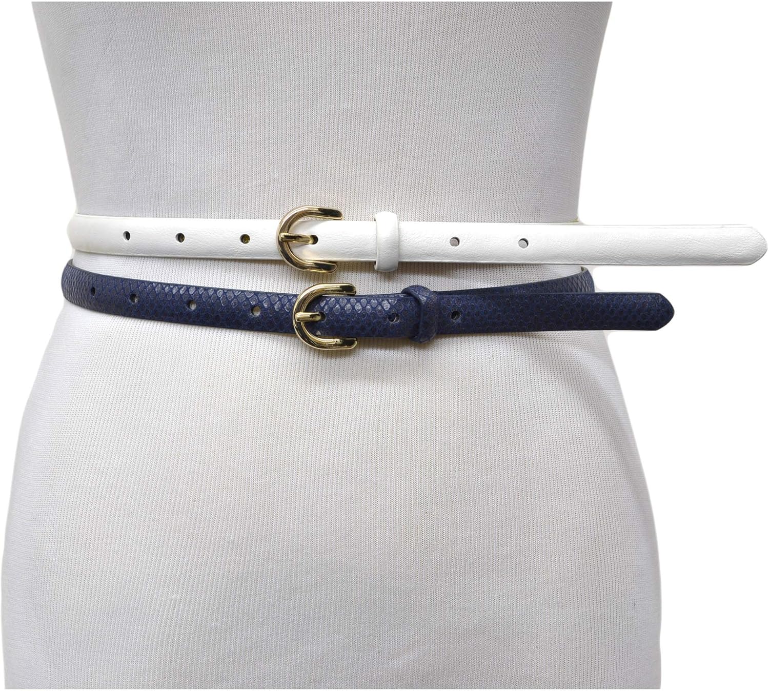 white skinny belt