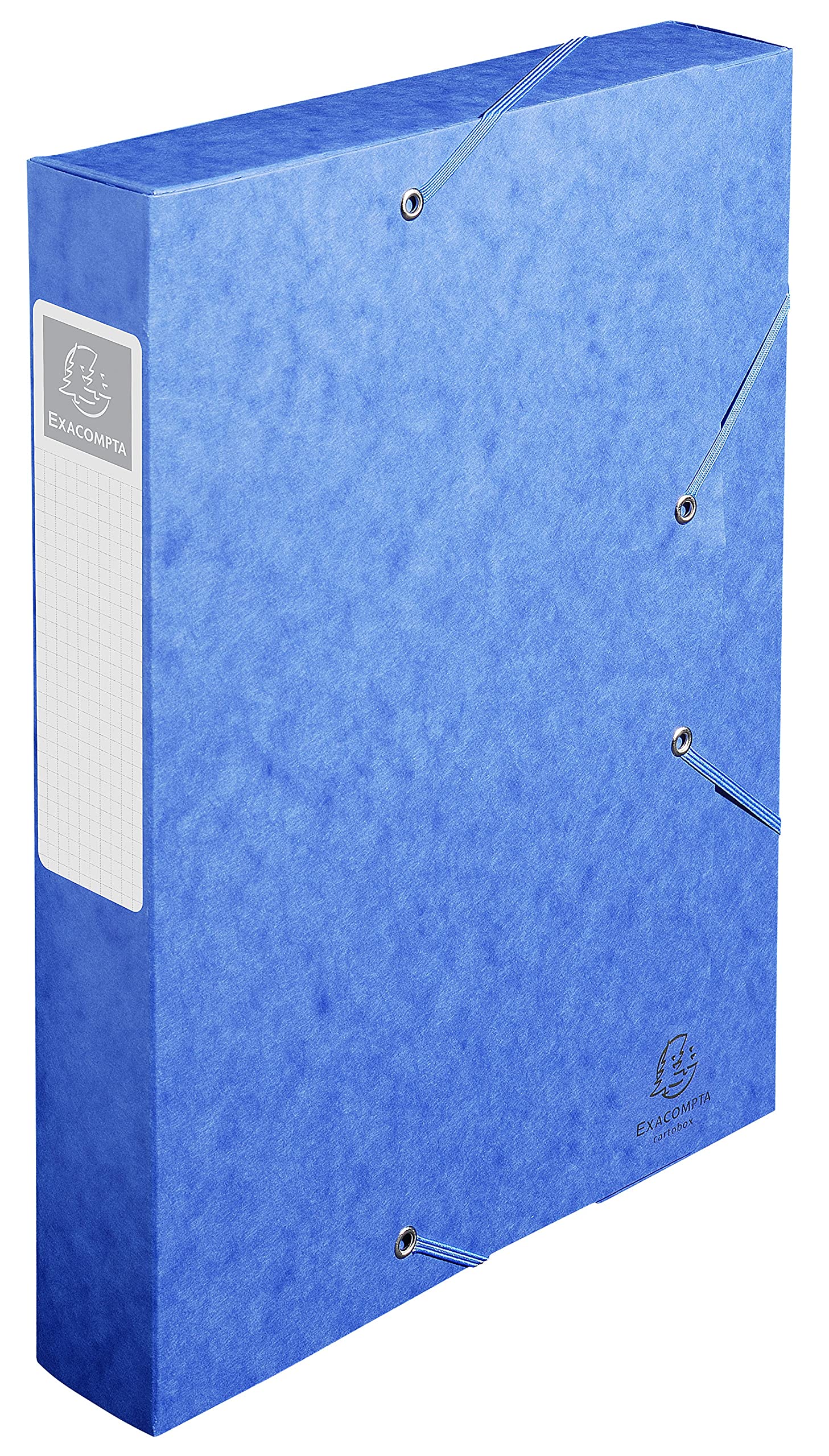 Exacompta - Ref 16005H - Cartobox Pressboard Filing Box - 25 x 33cm, Suitable for A4 Documents, Elastic Straps on 2 Corners, 60mm Spine, FSC-Certified - Blue