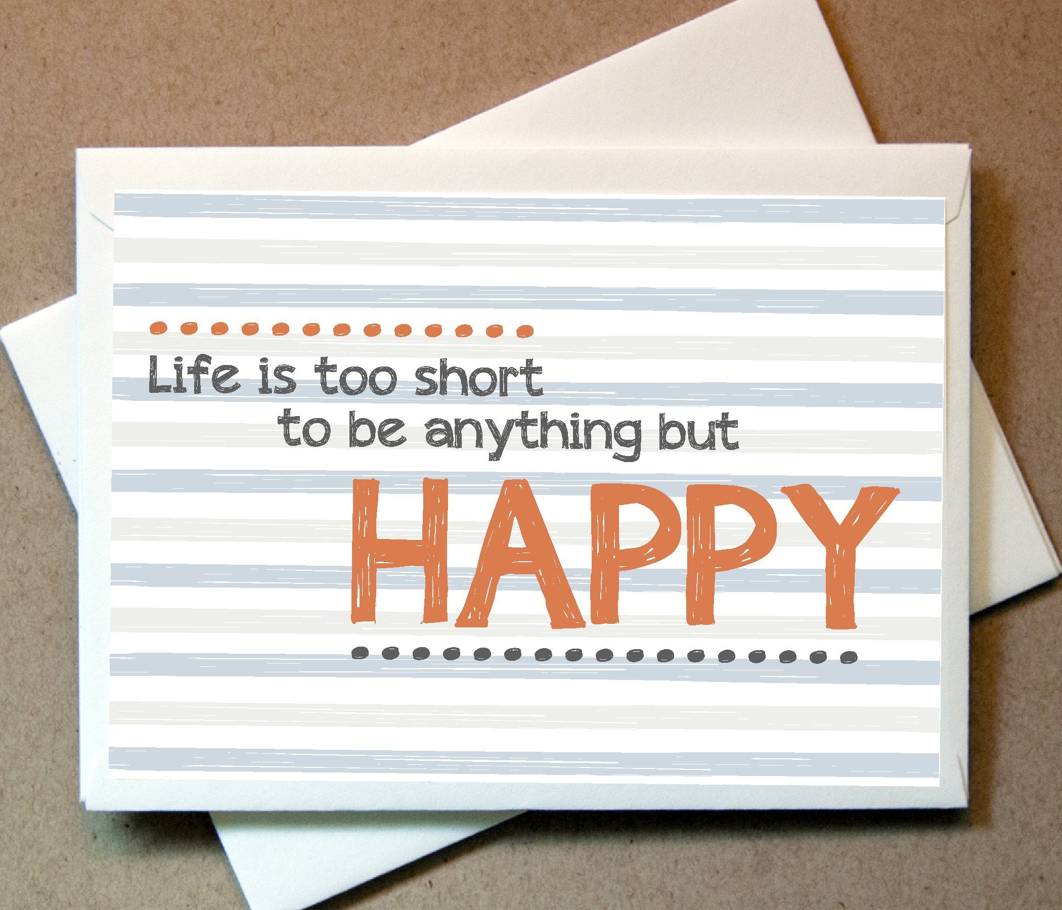 Little Notes by Comptime Be Happy Card (12 Foldover Cards and Blank Envelopes) 4.25 x 6 Full Color