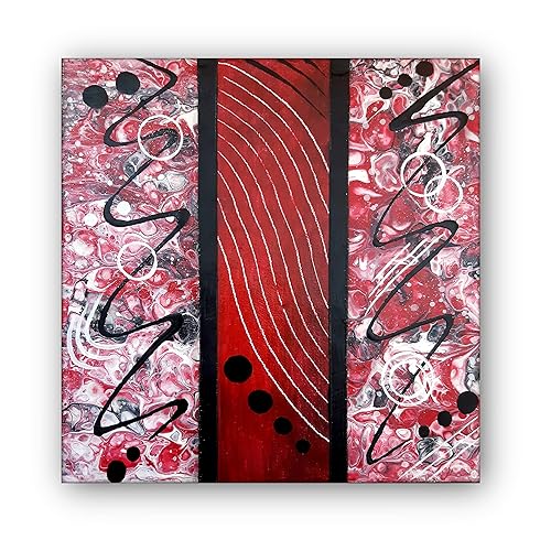 Tableau abstrait fait main peinture acrylique RED POURING: Amazon.fr:  Handmade