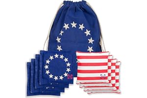 Professional Cornhole Bags - Set of 8 Regulation All Weather Double Sided - Sticky Side/Slick Side Bean Bags for Pro Corn Hol