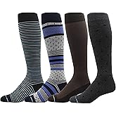 Dr. Motion 4 Pairs Men's Athletic Traveler Graduated Compression Knee High Socks