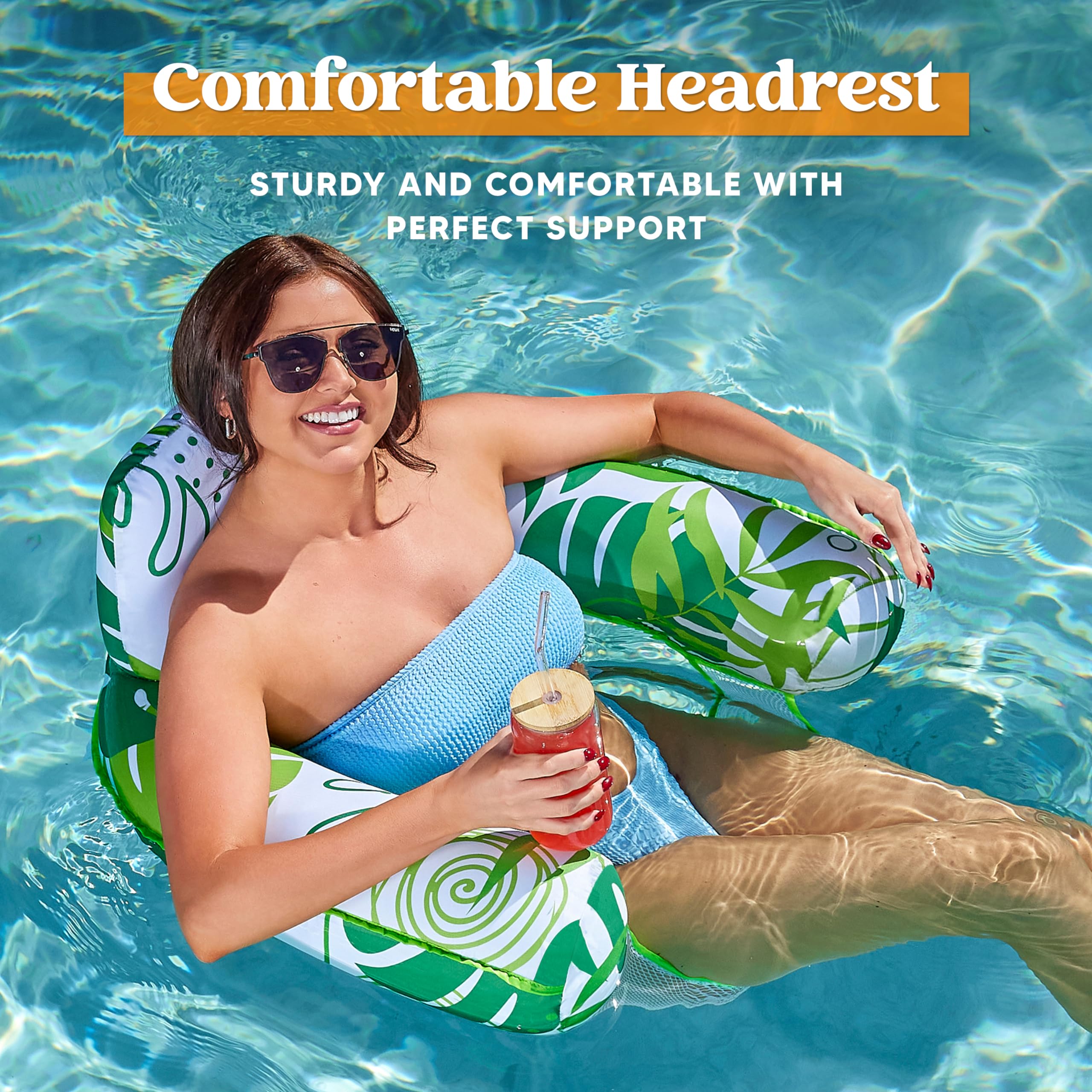 SLOOSH Pool Floats Chairs Adult,2 Pack Floating Water Hammock Chair,Inflatable Lounge with headrest for Adults,Blow up Pool Noodles Floats for Swimming Party Summer Water Fun