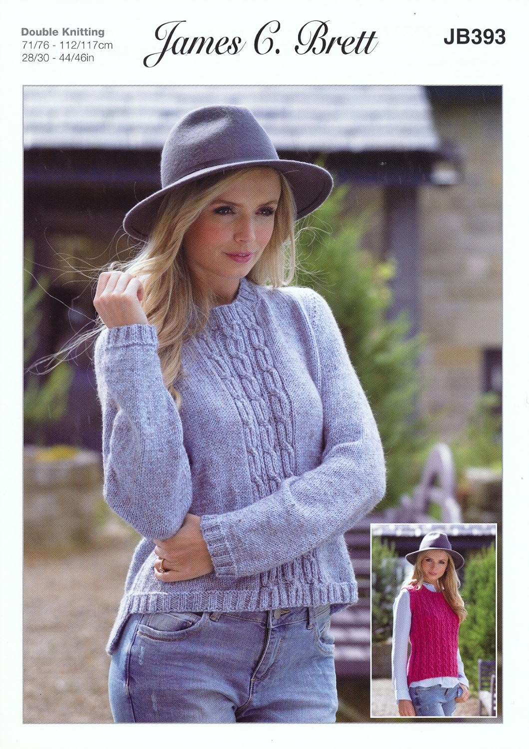James Brett Double Knitting Pattern Womens Cabled Detail Sweater