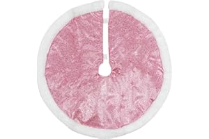 Northlight 20" Pink Glittered Mini Christmas Tree Skirt with White Fur Trim