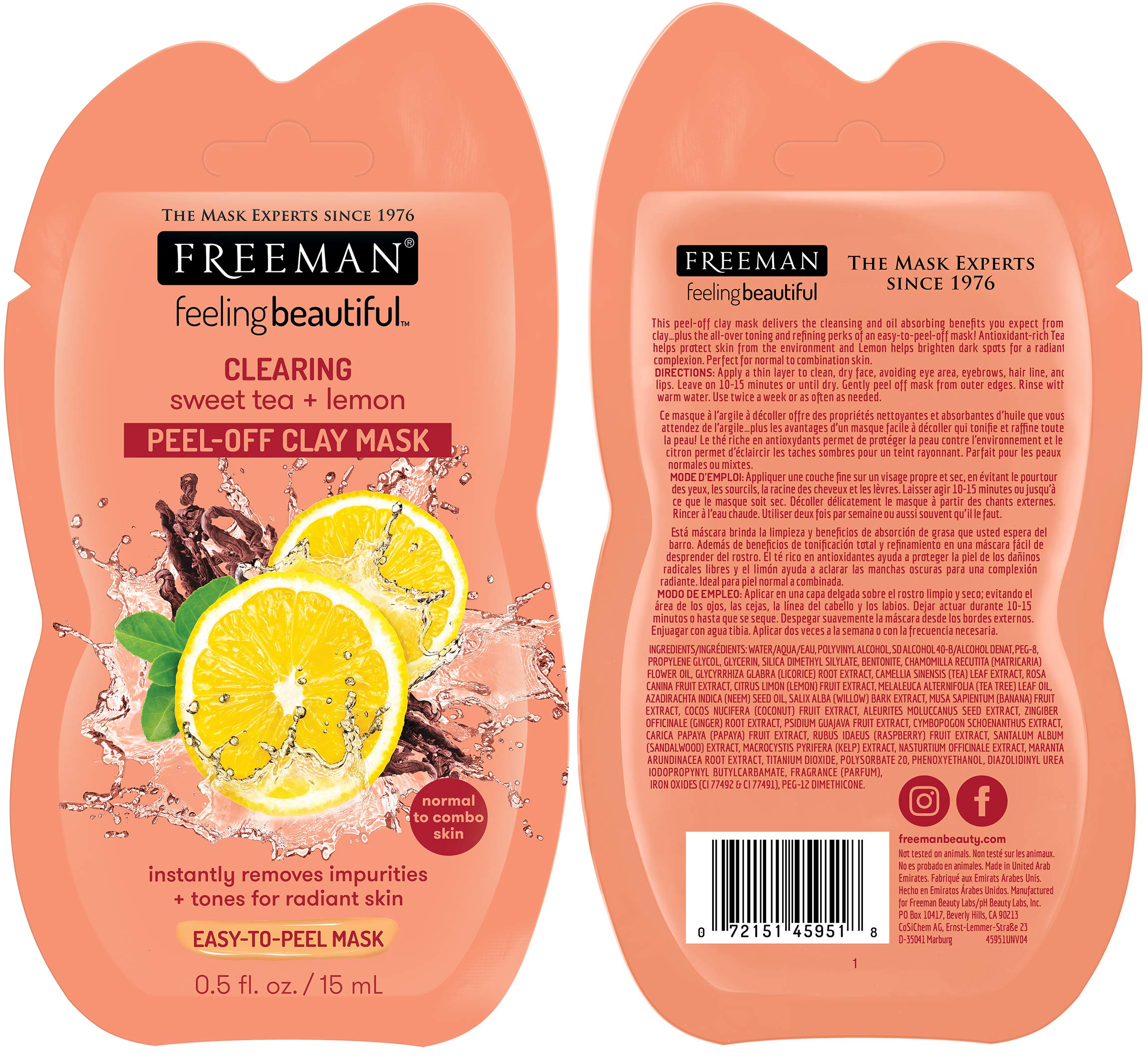 Freeman 12 Mask Party Pack AntiStress Clay, Clearing PeelOff, Deep