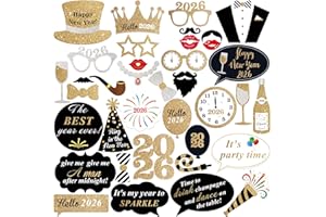 KatchOn, New Year Photo Booth Props 2026 - Huge, Pack of 35 | New Year Eve Photo Booth Props 2026 for Happy New Year Decorati