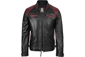 Decrum Leather Jacket Men - Cafe Racer Style Real Lambskin Leather Jackets For Mens