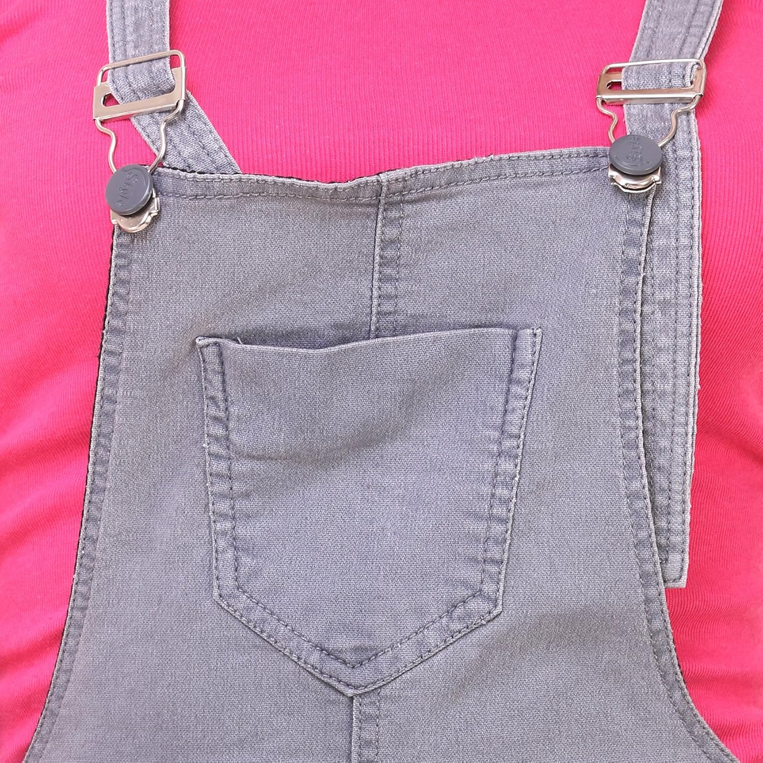 trifit grey color denim dungarees for women