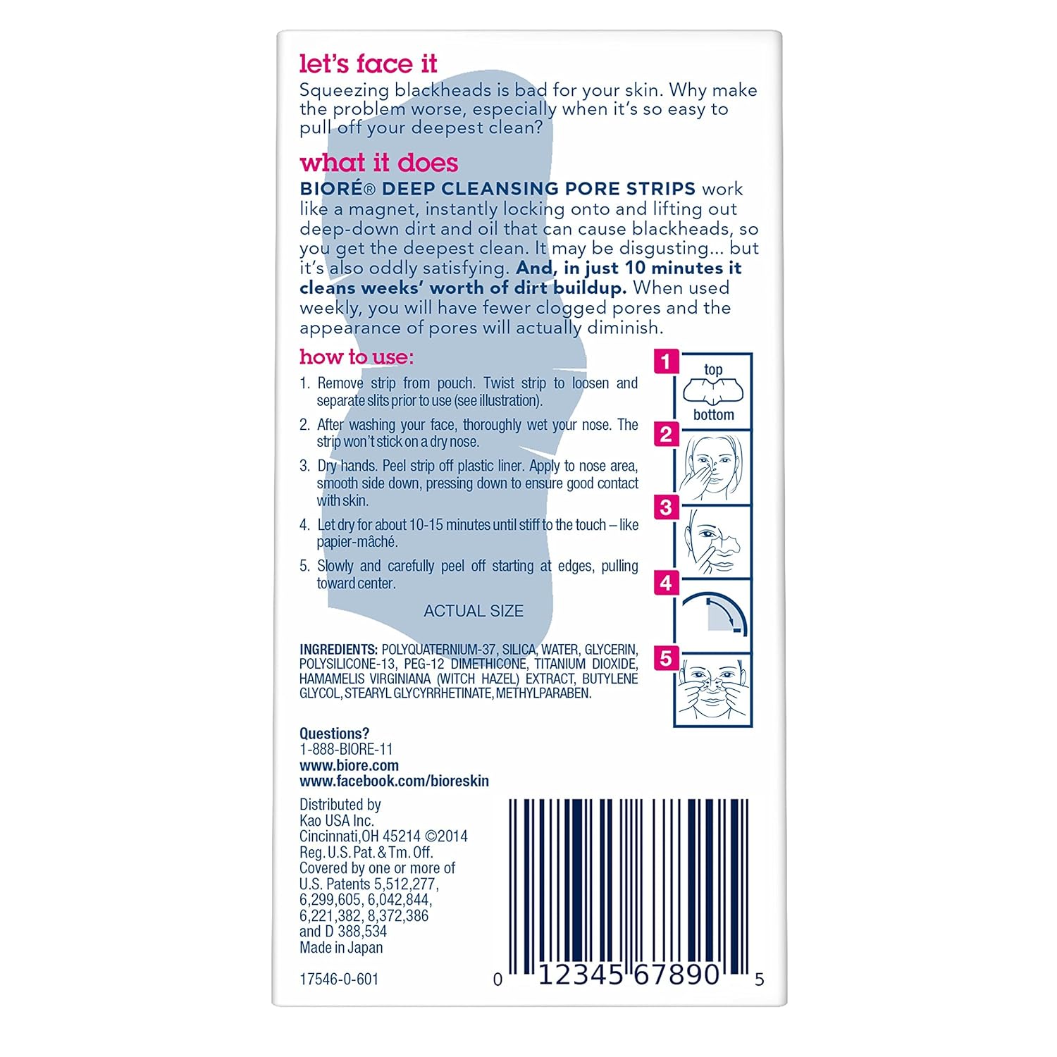 Bioré Original, Deep Cleansing Pore Strips, 14 Nose Strips for Blackhead Removal, with Instant Pore Unclogging, features C-Bond Technology, Oil-Free, Non-Comedogenic Use: Beauty