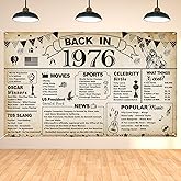 DARUNAXY 50th Birthday Party Decorations, Vintage Back in 1976 Banner 50 Year Old Birthday Party Poster Supplies Vintage 1976 Backdrop Photography Background for Men & Women 50th Class Reunion Decor