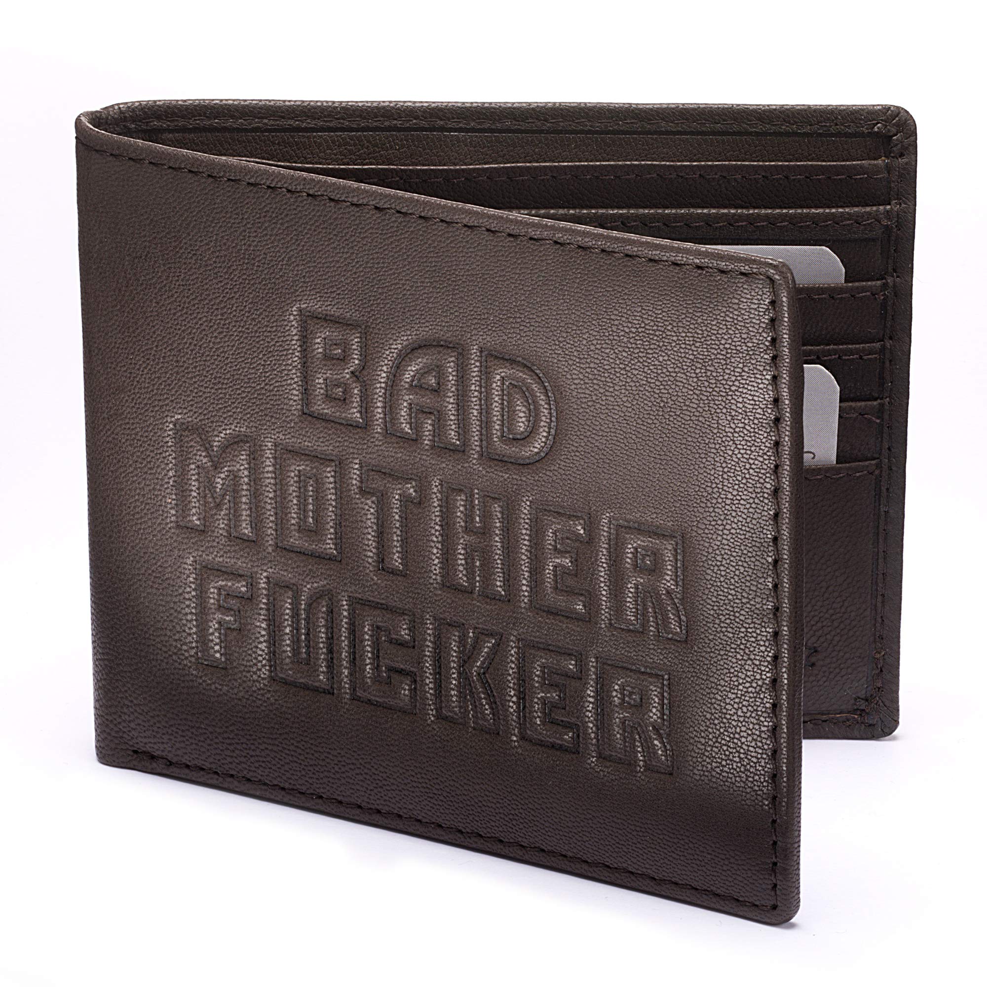 Bad Mother Fu**er Mofo Wallet, Real Leather, Brown - Licensed