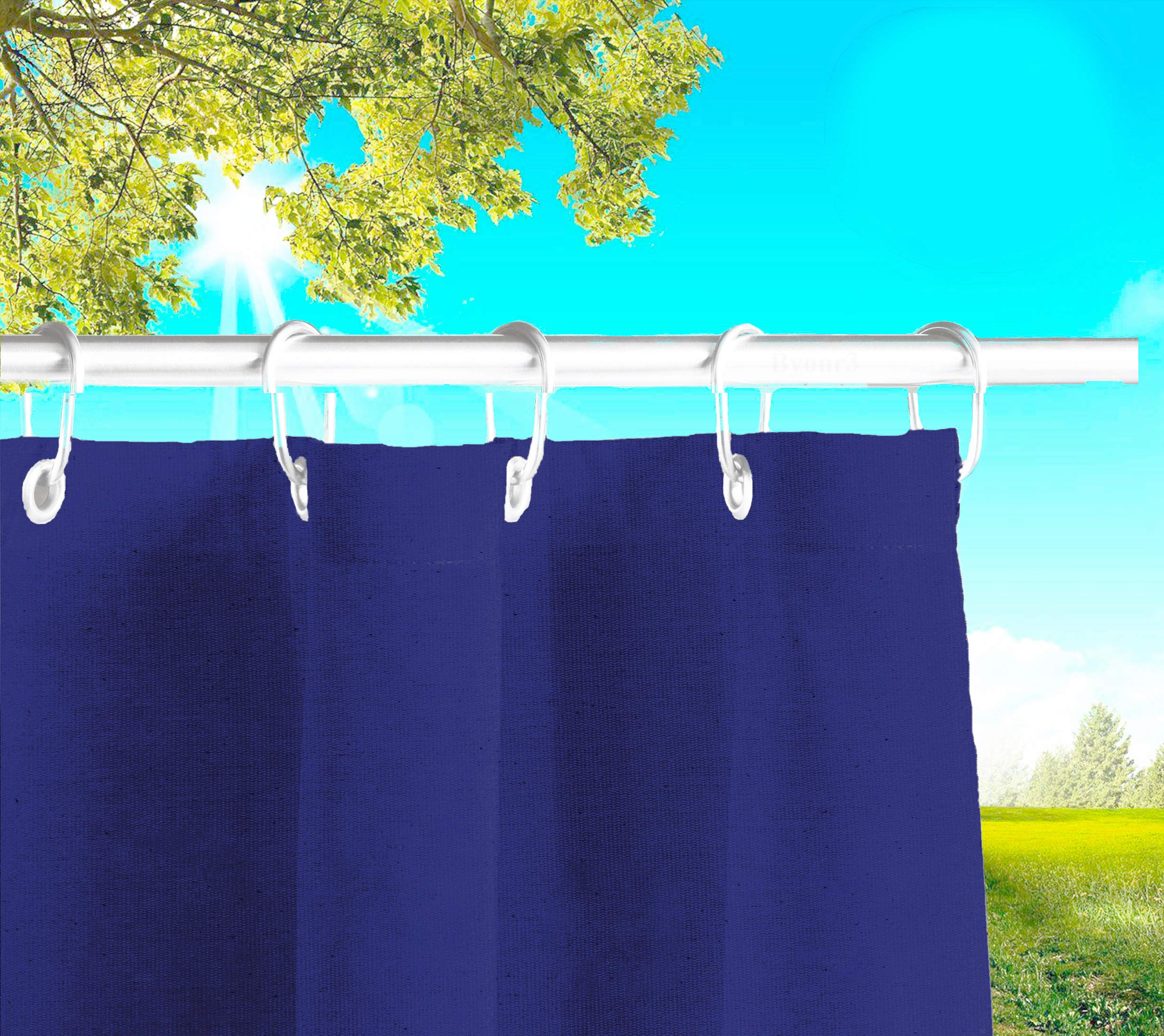 Byour3 - ️ Outdoor Sun Curtains With Eyelets Waterproof Fabric Anti-mould Drop Awnings for Gazebo Balconies Terrace Patio Cloth Side Sunshades UV Protection (Blue, W.390 x H.285)