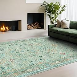 Living Room Area Rug - 6x9 Washable Low Pile