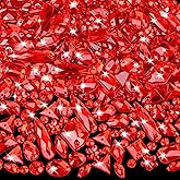 Umillars 500 Pieces Mixed Acrylic Sew on Flatback Rhinestones Crystal Acrylic Gems Diamante for Crafts DIY Dress Clothes Shoes Bag Decorations (Red)