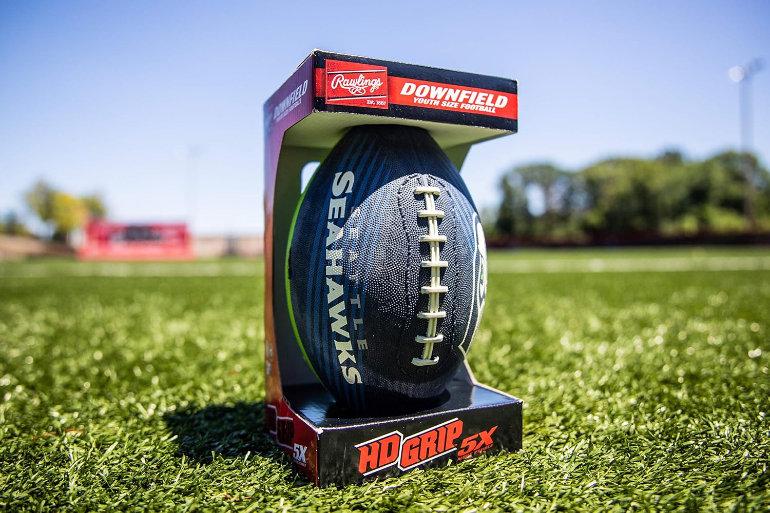 Rawlings NFL Downfield Youth Size Football with 5X HD Grip, Seattle Seahawks : Clothing