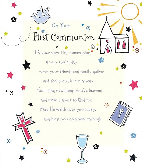 Carlton La Tua Prima Comunione Carino Biglietto D Auguri Amazon It Casa E Cucina