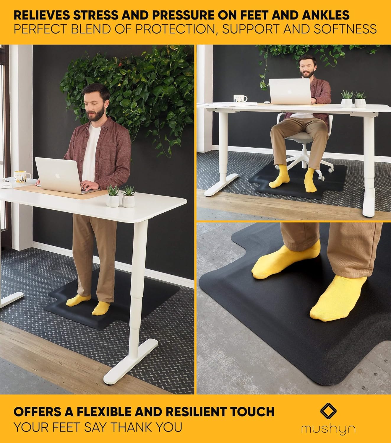 Office Chair Mat with Anti Fatigue Cushioned Foam - Chair Mat for Harwood Floor with Foot Rest Under Desk - 2 in 1 Chairmat Standing Desk Anti-Fatigue Comfort Mat: Kitchen & Dining