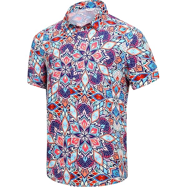 GLUDEAR Men’s Camouflage Skull Print Hawaiian Shirt – Short Sleeve Button Down, Regular Fit, Lightweight Polyester 5 thumbnail image