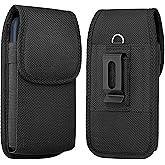 NUVAVO Holster for iPhone 17 16 15 14 13 12 11 Xs X XR/Pro Models, Cell Phone Belt Holder Case with Clip for Men, Heavy Duty Nylon Pouch (Fits Phone with Otterbox Cover on) Black