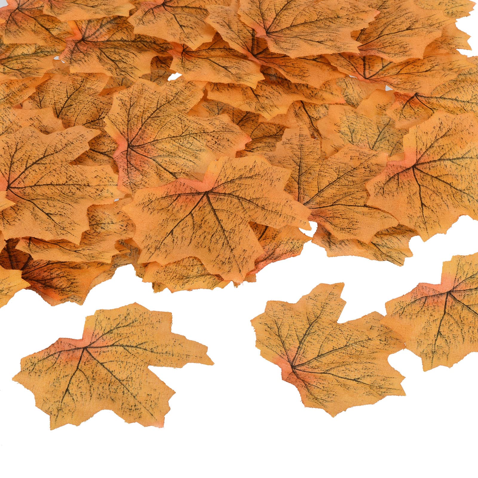 PATIKIL Artificial Leaves, 300 Pcs Fall Maple Autumn Fake Leaf for Wedding Party Thanksgiving Halloween Decoration, Red Yellow