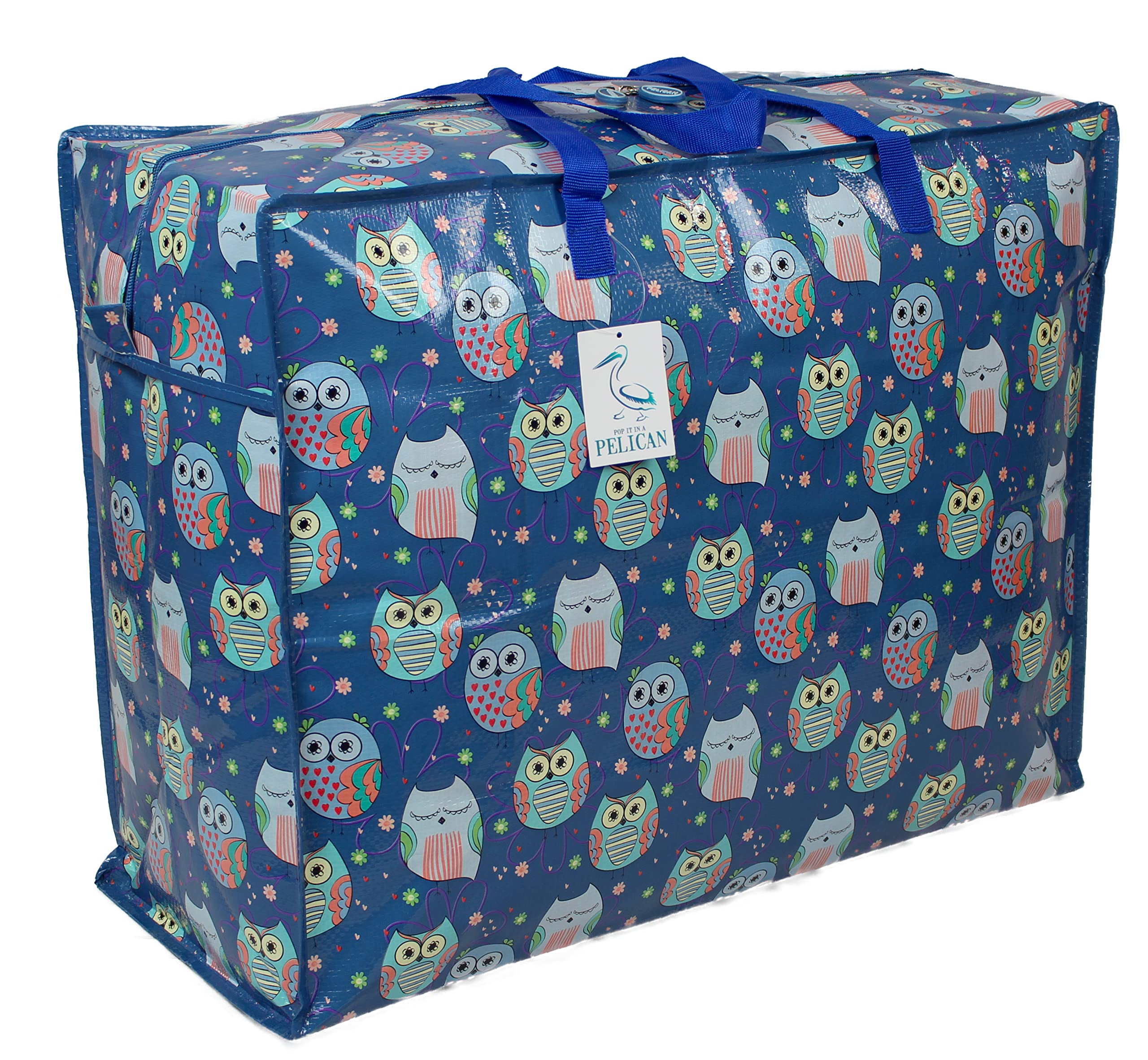 Storage Bags Water & Dust Resistant. Double zipped storage bags for toys, laundry, bedding. Underbed Wardrobe Space Saver Sleepy Owls print (65 ltr 1x Pack)
