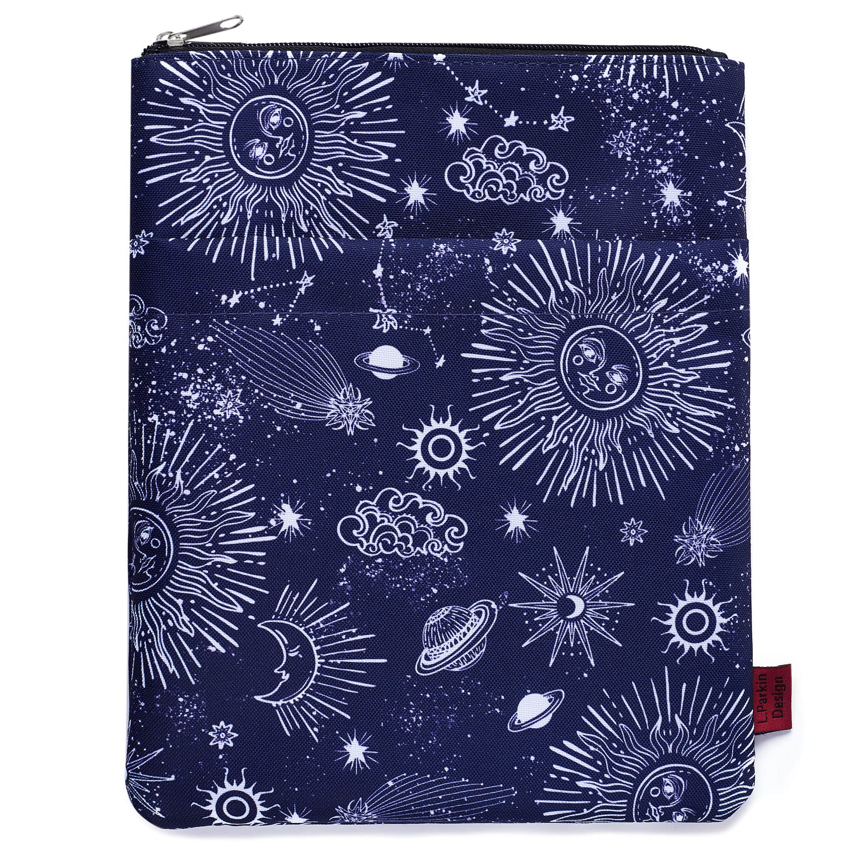 Zodiac Sun & Moon Book Sleeve Protector | 11x8.5 Inch Book Cover with Secure Zip | Astrology Gift for Book Lovers & Bibliophiles — image 1