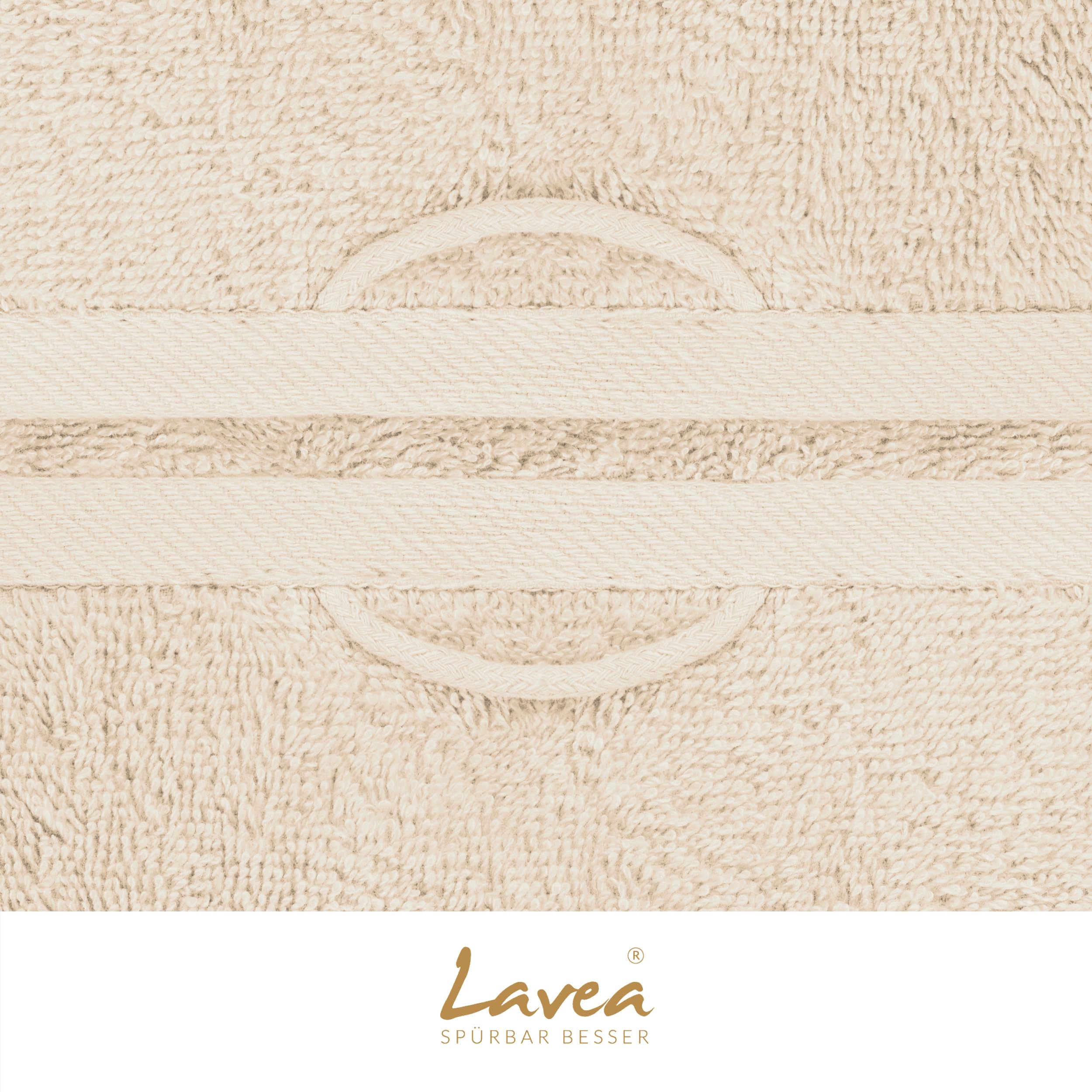 Lavea® 4er Set Handtücher 50x100 cm, Elena Frottiererie, 100% Baumwolle, Frottier Badetuch, saugstark und weich, Sporthandtuch, 60°C waschbar, trocknergeeignet, Handtuch Set, Frottee, Creme 7