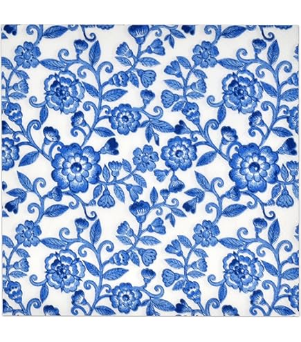 Serviette Fete Des Meres Caspari Matisse Paper Cocktail Napkins In Coral & Blue - 20 Petite Serviette Papier Cocktail