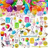 JOYIN 100 Pcs Prefilled Easter Eggs with Toys Plus Stickers, Filled with Toys Party Favors for Kids Boys Girls Easter Eggs Hunt, Basket Stuffers Fillers, Classroom Prize Supplies