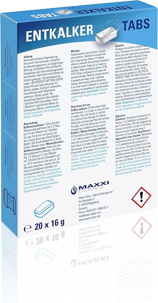 Maxxi Clean 20 descalcificador de Tabs, Solucionador de cal y ...