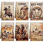 Sunnyray 6 Pcs Kitchen Towels Dish Cloths Nature Modern Absorbent Hand Tea Wash Cloth with Hanging Loop for Bathroom Home Farmhouse Kitchen Gifts(Vintage,Horse)