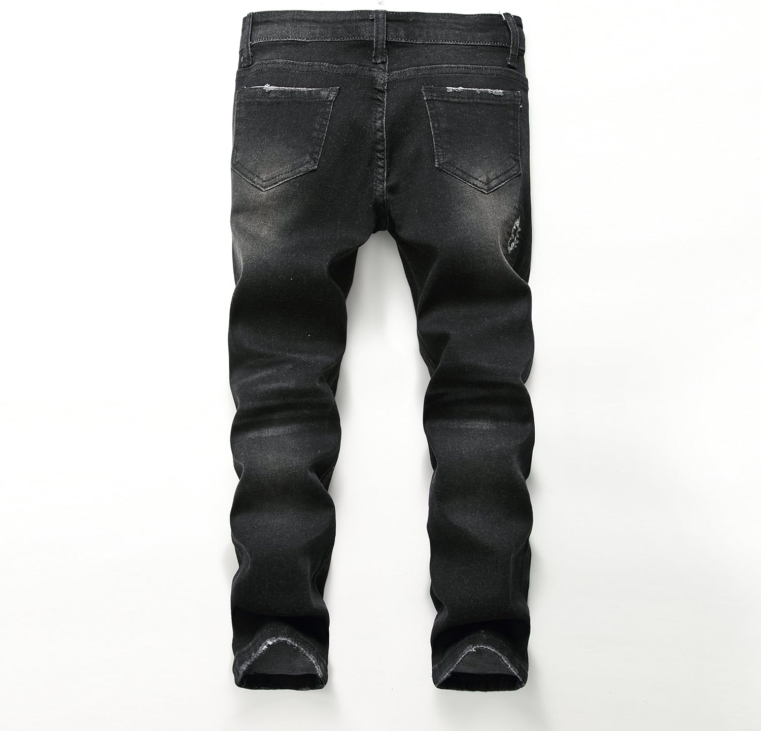 FREDD MARSHALL Boy's Black Skinny Ripped Destroyed Distressed Stretch Slim Fit Denim Jeans Pant: Clothing