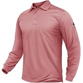TACVASEN Men's Long Sleeve Polo Dry Fit Tactical Collared Golf Work Shirts | Lightweight, breathable, moisture wicking polyester fabric | Pen Pockets | For casual, hiking, outdoor