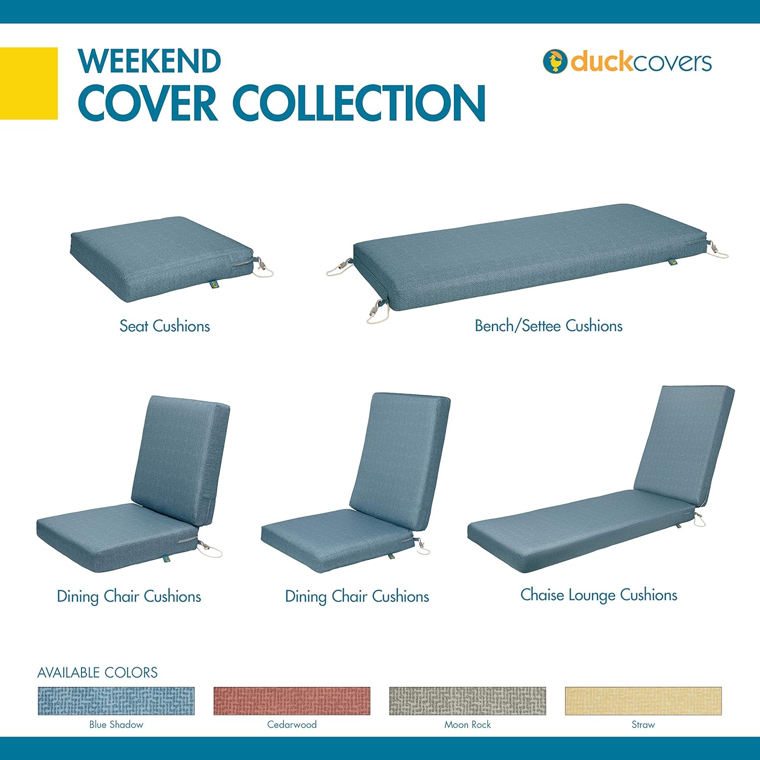 Duck Covers Weekend Water-Resistant 36 x 18 x 3 Inch Outdoor Dining Chair Cushions, Blue Shadow : Garden & Outdoor