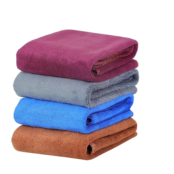 Yellow Weaves Microfiber Face Towel 350 GSM (Set of 4, Multicolour) Amazon.in Home & Kitchen