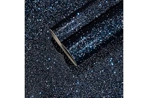 CHIHUT Black Blue Glitter Wallpaper Peel and Stick 15.7''x100'' Sparkle Glitter Contact Paper for Walls Self Adhesive Black Shiny Wallpaper Removable Fabric Wallpaper Decorative for Cabinets Crafts
