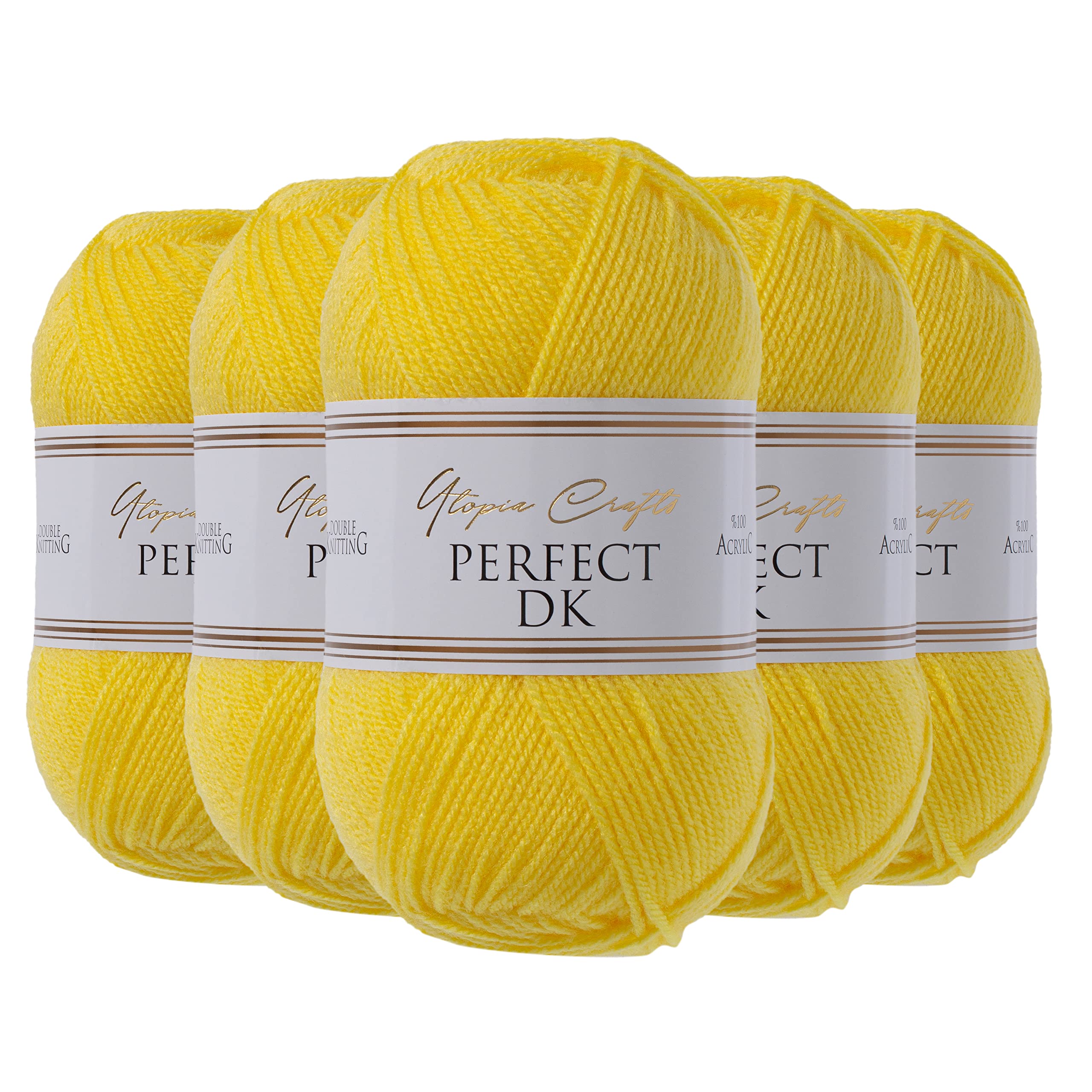 Utopia Crafts DK Double Knitting Yarn, 5X 100g (Yellow Corn)
