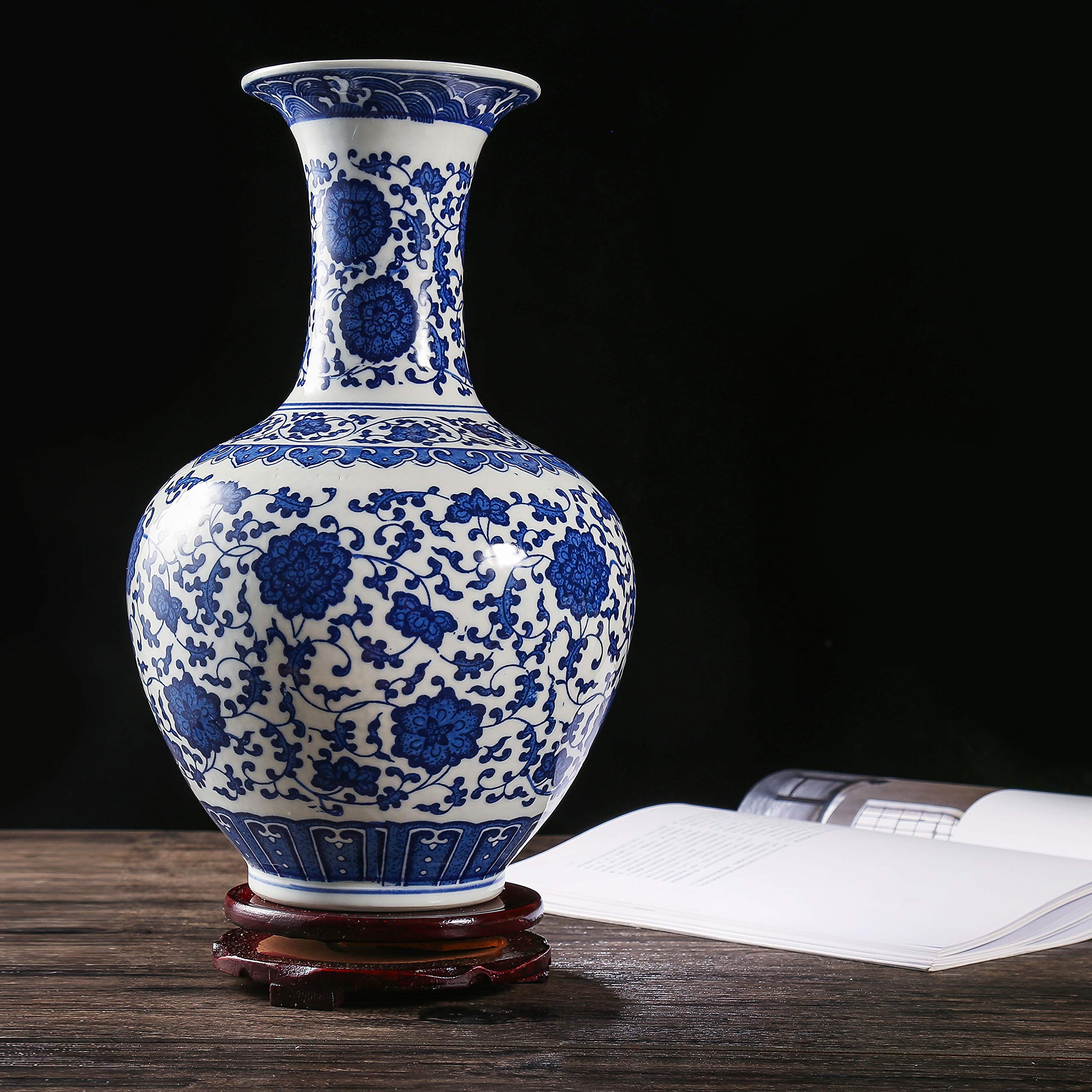 Jingdezhen Bleu et Blanc Porcelaine Vase, Vase Chinois Vase Antique en
