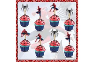 SEYAL "Spdermn Cupcake Topper | Superhero Party Decor | Comic Theme Celebration | Web-Slinger Cake & Cupcake Decorations | Fun & Vibrant Accessories for Events"